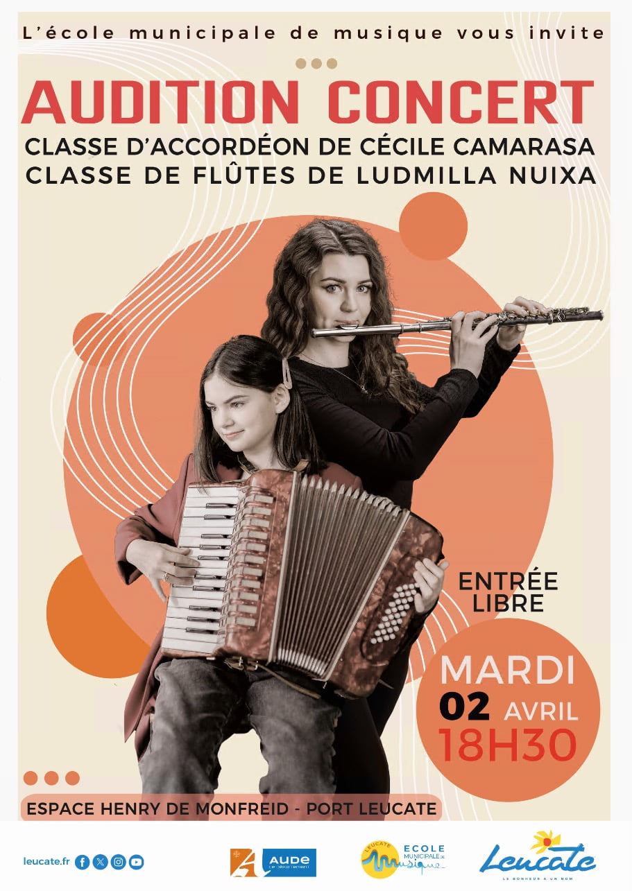 audition concert accordeons flutes avril2024 leucate Mairie de Leucate