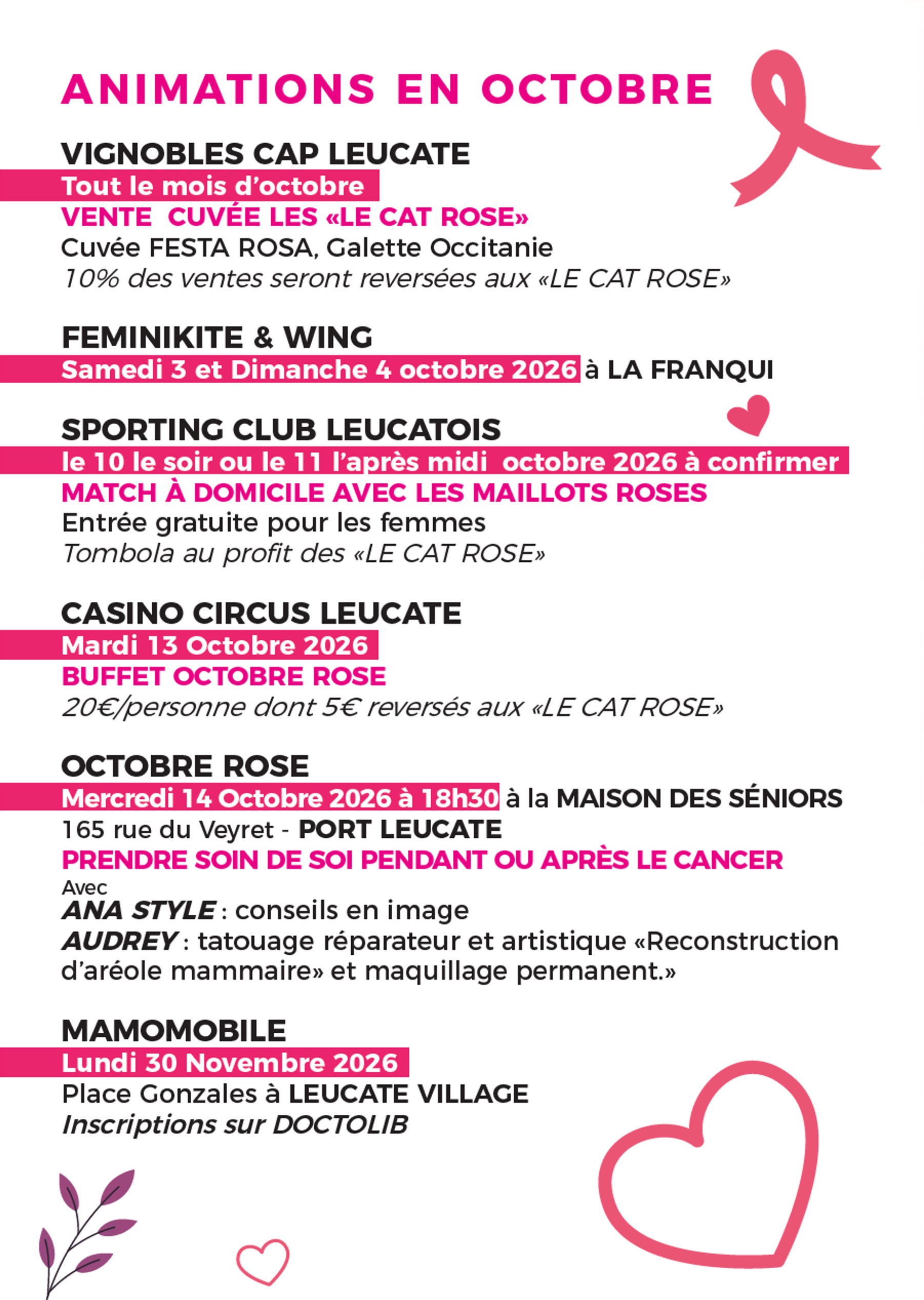 Mairie de Leucate programme octobre rose leucate2026 3 - Mairie de Leucate