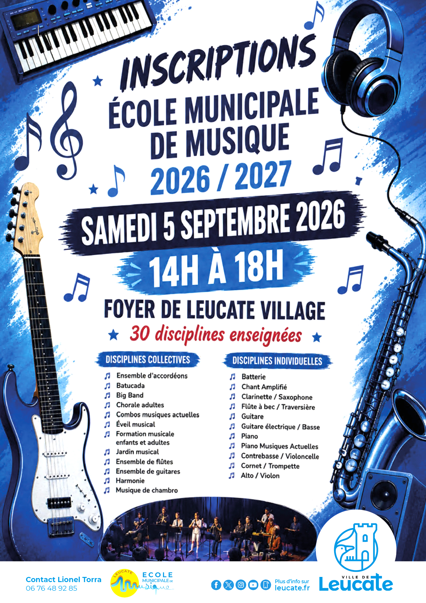 aff inscriptions ecole musique leucate 2026 - Mairie de Leucate